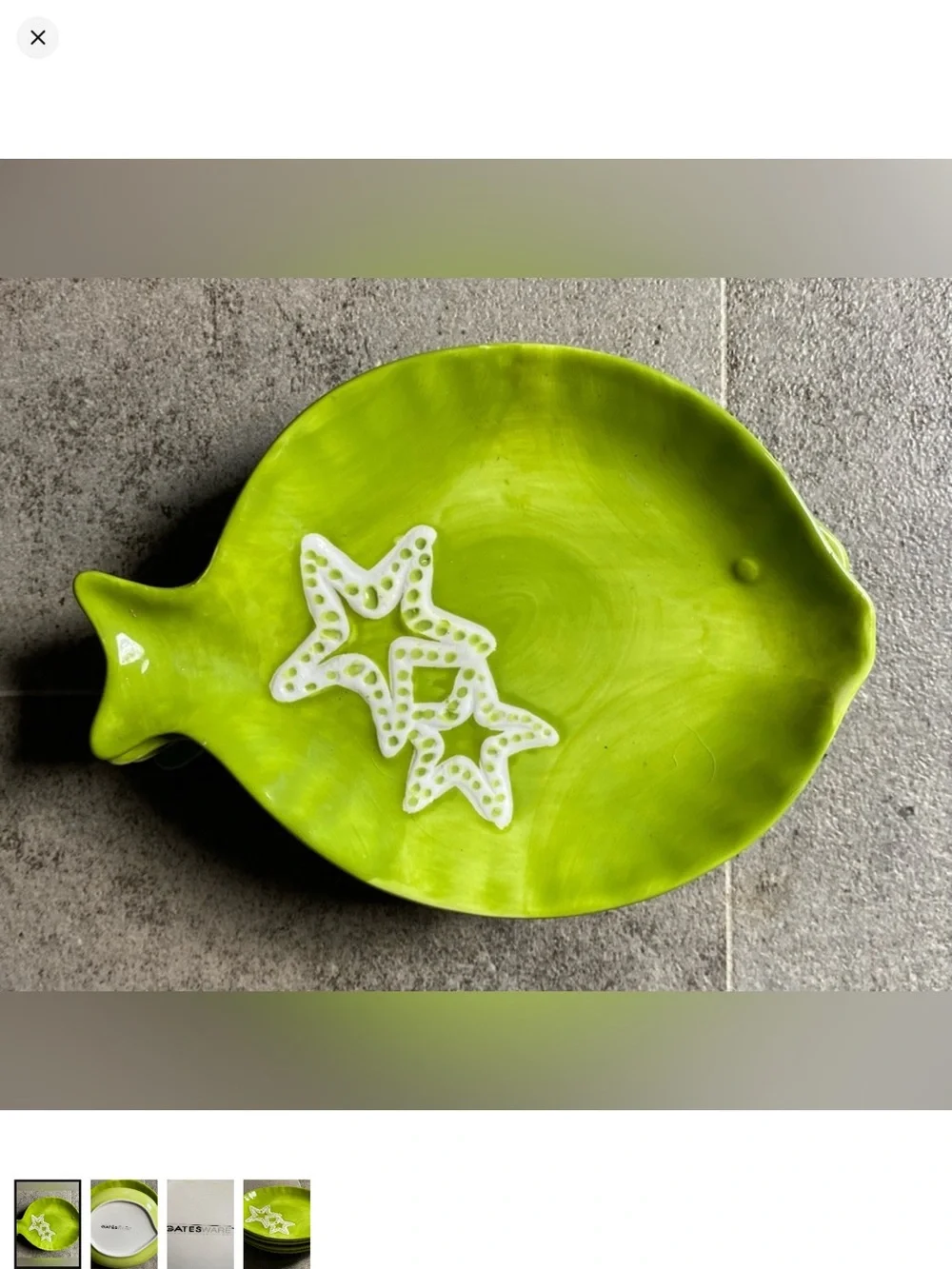 Green Fish-Shaped Ceramic Serving Platter